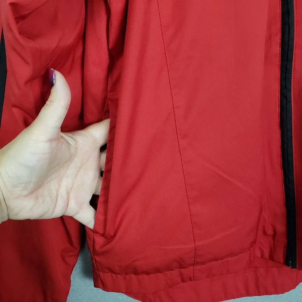 Nike Youth Size M Full Zip Track Jacket Red With Black Stripe Sporty Athletic